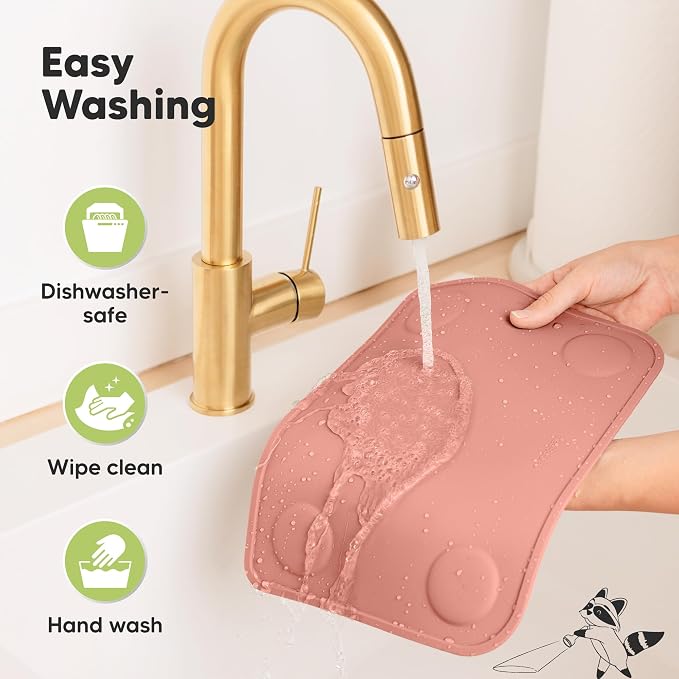 KeaBabies 2pk Silicone Placemats for Toddlers, Kids, 12x9 (Roseate) | Non Slip Suction Silicone Placemat for Restaurants, Dining Table,Travel, Easy to Clean, Food Grade, BPA-Free, Large Table Mat