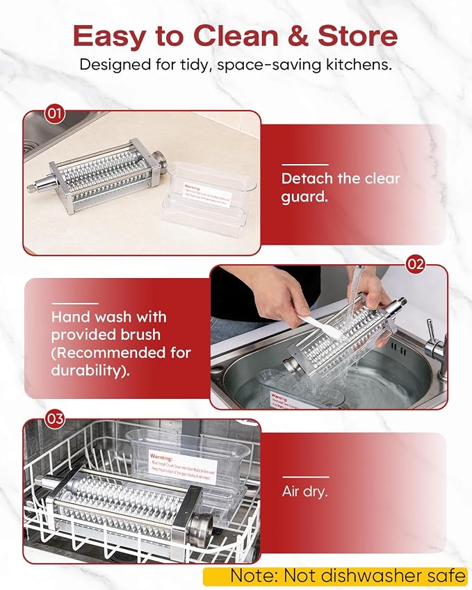 Adjustable Meat Tenderizer Attachment for KitchenAid Stand Mixer, 3 Setting | Stainless steel efficient tenderizer machine for steak, pork, lamb, venison or jerky, Safety tall chute tenderizing tools