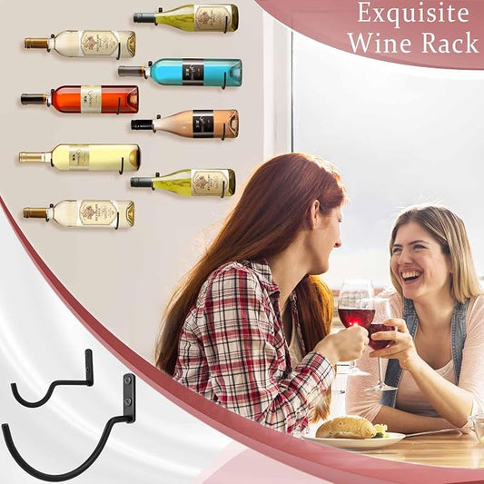 AQAREA Wine Rack Wall Mounted: 6Pcs for Wine Storage and Display | Hanging wine bottle holder, rust-proof coating, vertical design - metal hook for single bottle holder, small organizers