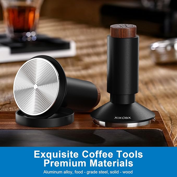 XIXUBX 2-in-1 Espresso Tamper & Magnetic WDT Tool, 51mm Spring Loaded Tamper with Corrugated Base & Cover, Anodized Aluminum Handle, Fits XIXUBX and Other 51mm Portafilter Espresso Machines