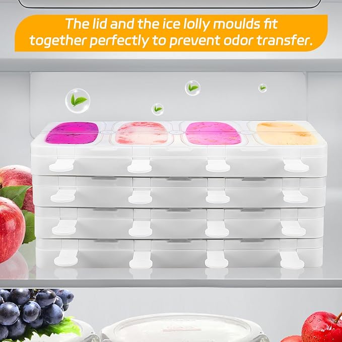 Stackable Popsicles Molds, BPA-Free Popsicle Molds with Sticks | 2-Pack Ice Pop Mold for Homemade Fruit, Yogurt, and Smoothie Popsicles