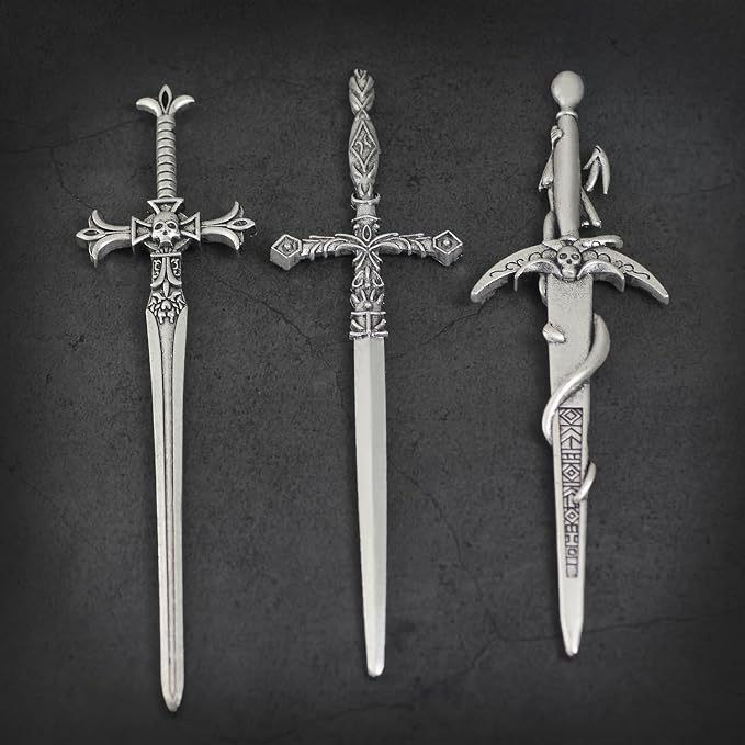 3Pcs Sword Hair Pins - Renaissance Medieval Gothic Hair Sticks for Women, Vintage Metal Hair Chopsticks for Bun Updo, Renaissance Accessories Medieval Accessories