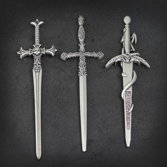 3Pcs Sword Hair Pins - Renaissance Medieval Gothic Hair Sticks for Women, Vintage Metal Hair Chopsticks for Bun Updo, Renaissance Accessories Medieval Accessories
