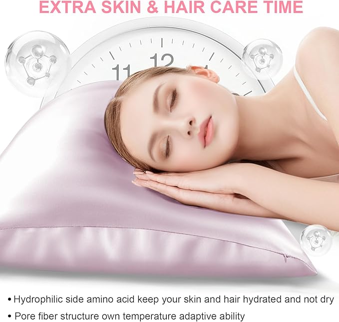 Mulberry Silk Pillow Cases King Size with Hidden Zipper, Ultra Smooth and Soft Breathable Cooling Silk Satin Pillowcase for Hair and Skin, Gifts for Women Men (Lavender Purple, 20x36 Inches, 1 Pack)