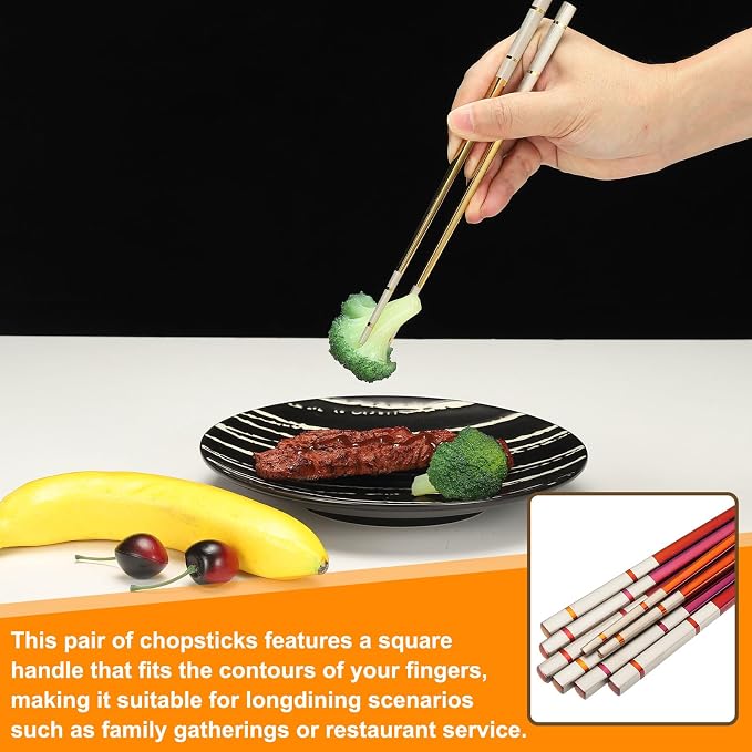 uxcell 8 Pairs Stainless Steel Chopsticks, 21cm / 8.27 Inch Metal Chop Sticks Square Lightweight Chopsticks Tableware Accessories Bulk for Home Kitchen Hot Pot Cooking, Silver Tone