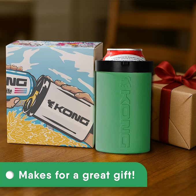 The Kong 2.0 - A Portable Can or Bottle Cooler/Cup With A Detachable, Expandable, Hose To Funnel Your Drink (Green)