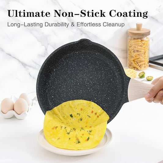 Kordisen Nonstick Frying Pan Skillet, 9.5 Inch Granite Egg Omelet Pan, Healthy and Non Toxic, Induction Compatible, PFOA Free