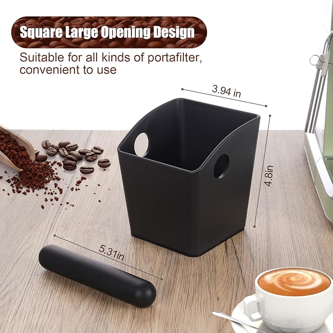 Espresso Knock Box - Shock-Absorbent Durable ABS Coffee Grounds Knock Box with Removable Knock Bar and Non-Slip Base, Ideal Coffee Bar Accessories for Father's Day Gift