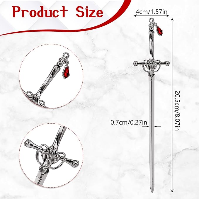 Qianyu 4 Pcs Ancient Style Sword Hair Chopsticks Chinese Style Hair Sticks for Bun Hair Long Hair Classic Vintage Ancient Sword Shape Hair Sticks Women Girl Decorative Accessories Gifts