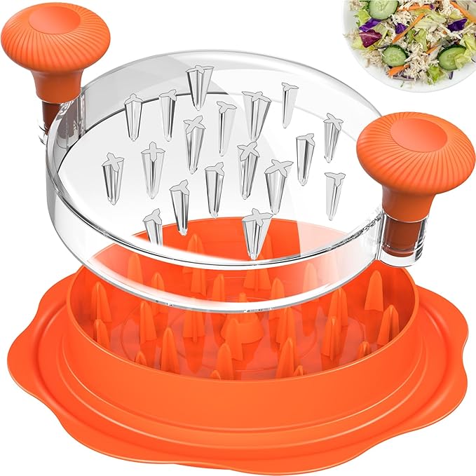 Ukeetap 10" Pro Chicken Shredder Tool Twist Large for Kitchen，Orange | BPA-Free Food-Safe Meat Grinder, Visible Chicken Breast Meat Shredder with Strong Anti-Slip Bottom & Ergonomic Handle
