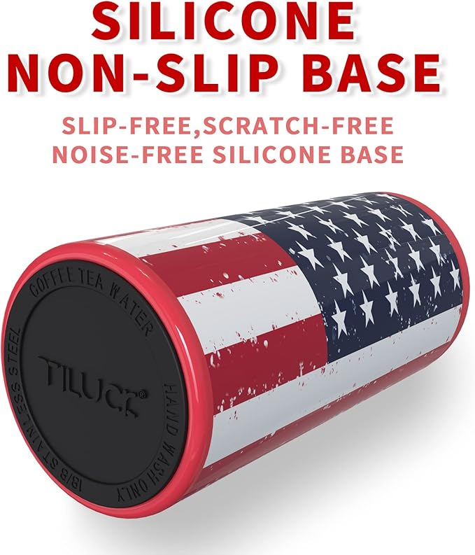TILUCK Skinny Can Cooler, Stainless Steel Insulated Slim Cans, 12 oz | Beer & Hard Seltzer, Doucle-Walled Stainless Steel Insulated Slim Cans, Slim 12 oz(U.S. Flag-NEW)