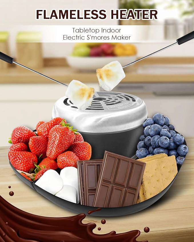 Smores Maker Tabletop Indoor Kit, Indoor Smore Maker Smores Kit Flameless S'mores Maker, Tabletop Smores Maker,Movie Night Supplies Housewarming Christmas Gifts, 120V