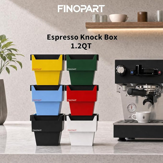 Espresso Knock Box, 5.4 in, Barista Style Espresso Grounds Knock Box, Removable Silicone Knock Rod, Silicone Non-Slip Base, Espresso Maker Accessory (Black)