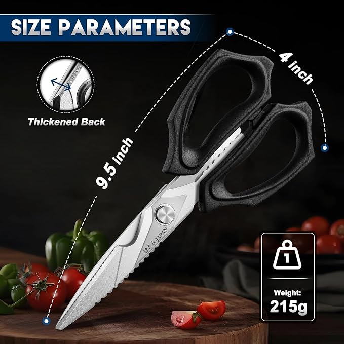 Purple Dragon Kitchen Scissors for Food - Heavy Duty Kitchen Shear Sliver | Stainless Steel Blade, Oversized Handle, Gift Box, Dishwasher Safe, All Purpose, for Meat Cutting