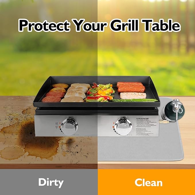 Heat Resistant Mats for Countertop fits Tabletop Grill, 36x24x0.04in, Grey | 1022℉ Fireproof grill mat for countertop/table protection, fits gas/charcoal grills, pizza ovens, fits Blackstone & Ninja
