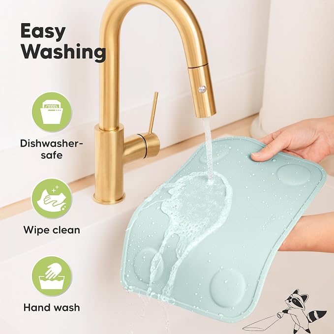 KeaBabies 2pk Silicone Placemats for Toddlers, Kids, 12x9 (Pastel Sky) | Non Slip Suction Silicone Placemat for Restaurants, Dining Table,Travel, Easy to Clean, Food Grade, BPA-Free, Large Table Mat