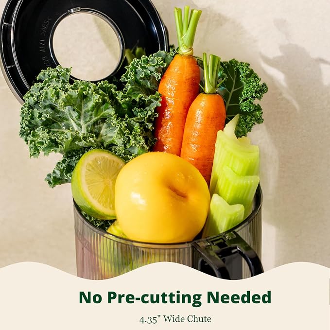 LINKChef Cold Press Juicer Machine, 4.53" Whole Fruit Slow Masticating Juicer with Auto Cutting, 200W Quiet Motor & High Juice Yield, Easy Clean Compact Juicer Extractor with Recipe Guide