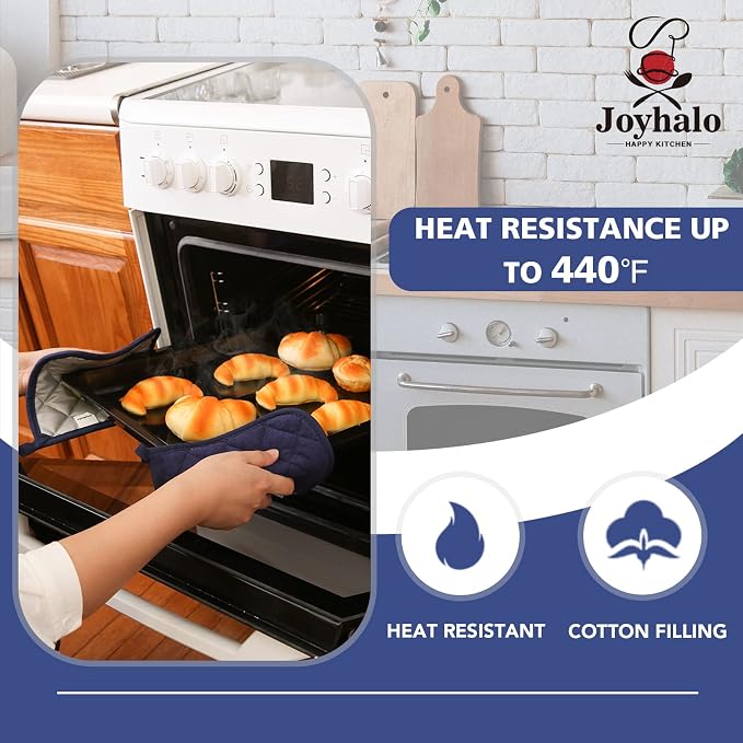 Joyhalo 5 Pack Pot Holders for Kitchen Clearance | Cotton Made, Machine Washable, Heat Resistant Potholder, Hot Pads, Trivet for Cooking and Baking, Dark Blue