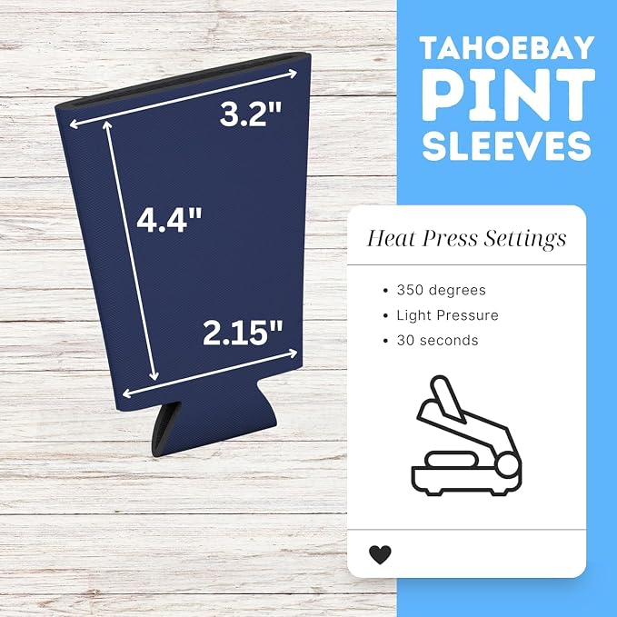 TahoeBay Blank Pint Glass Sleeves, Beer Coolers, 6-Pack, Navy | Insulating Foam Cooler, 16oz Collapsible Tapered Beverage Holder, Bar Cup Insulator for Transfer Vinyl, HTV, Sublimation, DTF