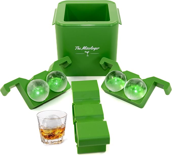 The Mixologer Antarctic Ice Maker | Set of 4 | Clear Ice Ball Maker with Lid, Easy to Use, Ice Molds Perfect for Cocktails, Whiskey, Bourbon, Brandy