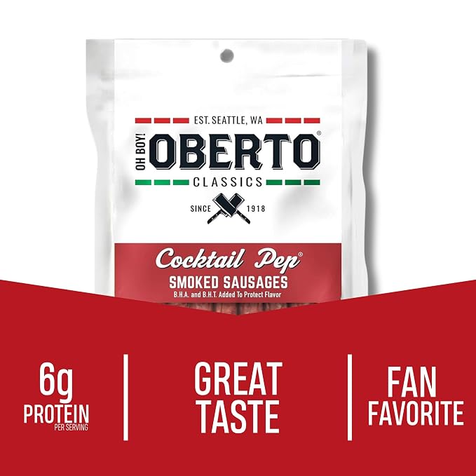 Oh Boy! Oberto Classics Cocktail Pep Smoked Sausages, 3 Ounce (Pack of 8)