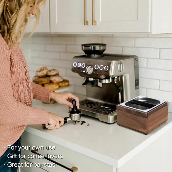 Espresso Knock Box Coffee Puck Dump Bin Grounds Accessories Tamping Station | Quiet Design Coffee Knock Box Espresso Puck Tamp Station Espresso Large Capacity Non-slip Base Stainless Steel Barist Tools
