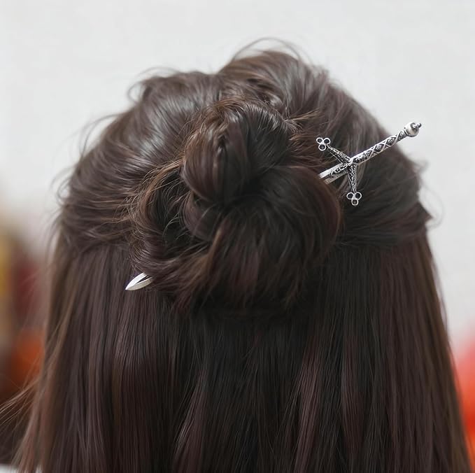 3-Piece Sword Hair Pin Set – Gothic and Viking Hair Accessories for Women, Medieval Hair Sticks & Renaissance Hair Jewelry