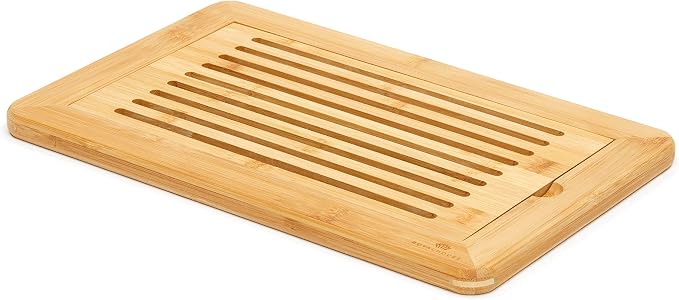 RoyalHouse Large Premium Natural Bamboo Bread Cutting Board with Crumb Tray, Bread Serving Tray for Kitchen | Bread Serving Tray for Kitchen, Ideal for Slicing Loaves, Catching Crumbs, and Elegant Countertop Presentation