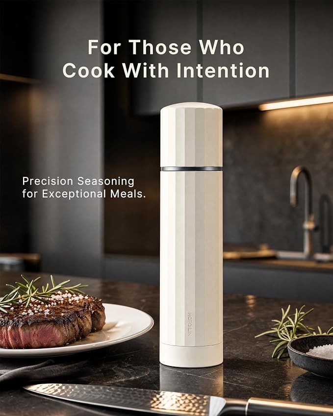 Manual Metal Salt Grinder Refillable, Titanium Alloy for Dry Salt | Titanium Alloy Core, 60+ Settings, High-Output Grinding, Dual Bearings, Magnetic Powder Chamber