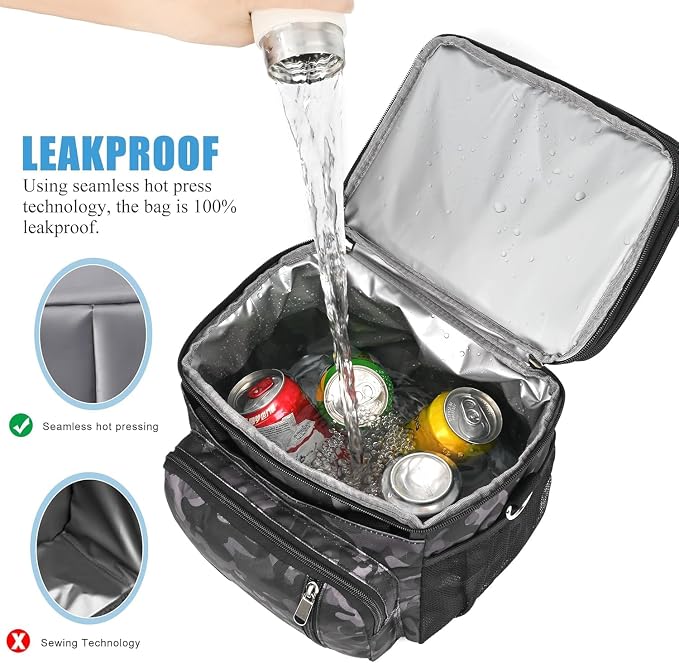 MIYCOO Lunch Bag for Men & Women, Expandable Double Deck Lunch Box, 15L | Leakproof & Waterproof, Portable, Large Soft Insulated Cooler bag for Adult, Work, Camping, Beach, Picnic, Travel