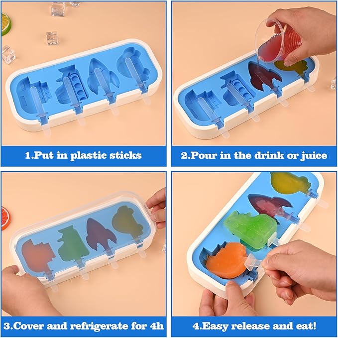WMKGG 16 Pieces Popsicle Plastic Sticks Reusable for WMKGG Mini Popsicle Silicone Mold Ice Pop Sticks for Home Cake Candy Gifts Party