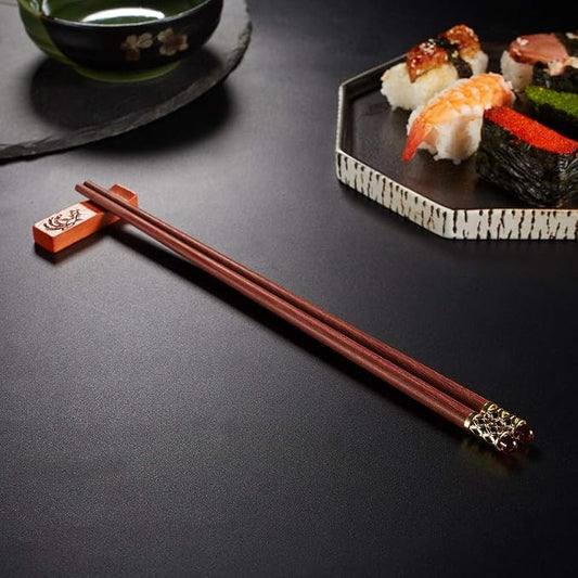 Reusable Chopsticks-Chinese Natural Wooden Chopstick,With Holder and Carrying Bag Present Set