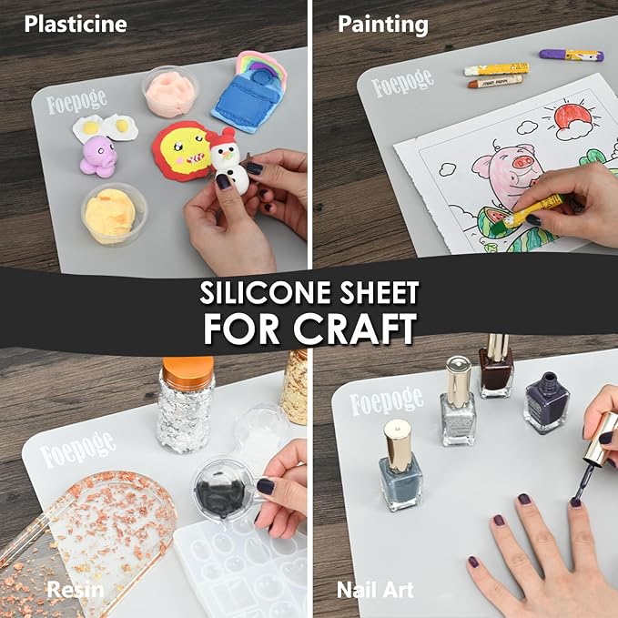 Extra Large Silicone Mat for Resin 36.2" x 24" 2MM Thick Silicone Craft Mat | for Table, Multifunction Silicon Matt for Kitchen Countertop Protector Heat Resistant Placemat by Foepoge(Gray)