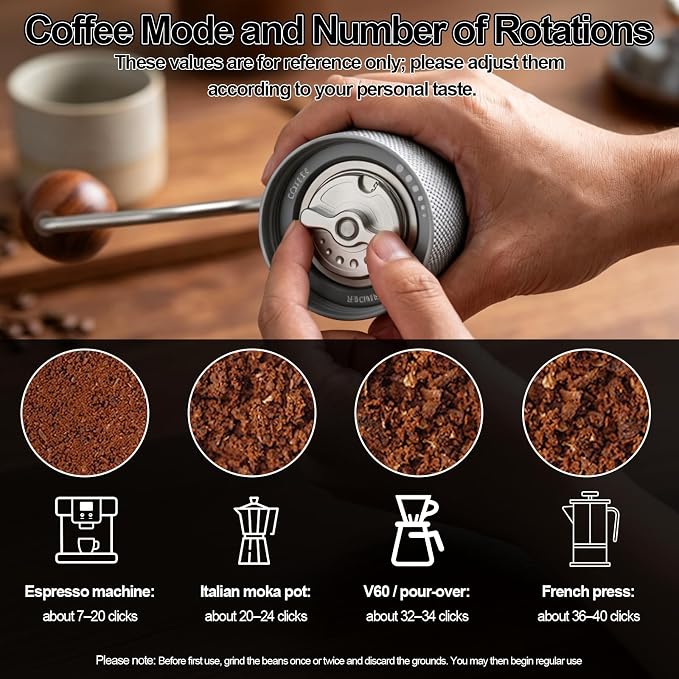 Manual Coffee Grinder, Adjustable Grinding Settings, Stainless Steel Burrs, Portable Hand-Cranked Coffee Grinder, For Espresso, Drip Filter, French Press Filter, Compact And Durable (White)