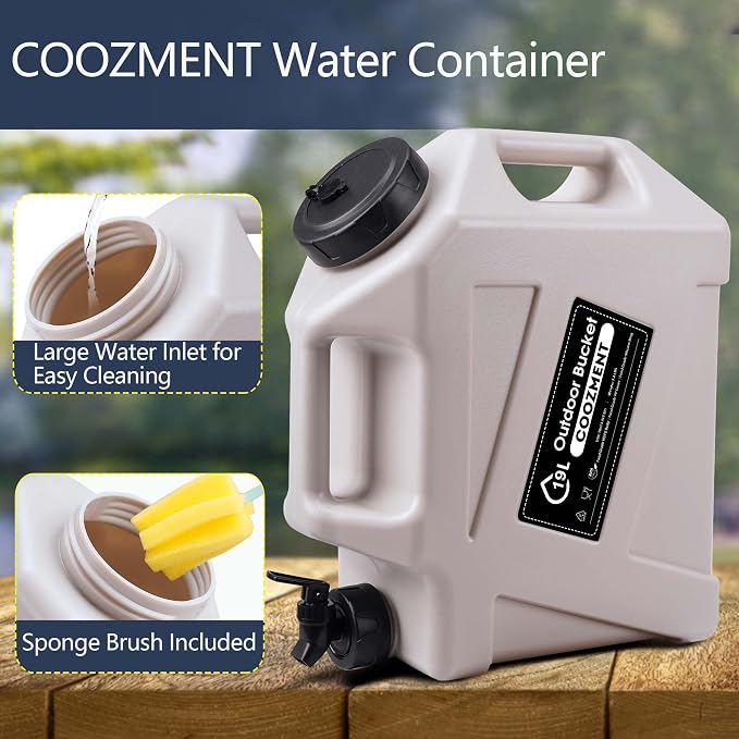 COOZMENT 3.2 Gallon/5 Gallon Water Containers with Spigot, BPA Free Water Jug, Military Green Water Tank, Multifunction Water Storage Containers for Camping Outdoor Hiking,Emergency Storage