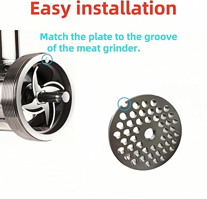 For Hobart, LEM, Cabelas, Weston and FGA Food Chopper, MTN Meat Grinders of #12 Stainless Steel Meat Grinder Plate Discs Blades，Cutting Disks Heavy Duty. (8/25 Hole Plate)