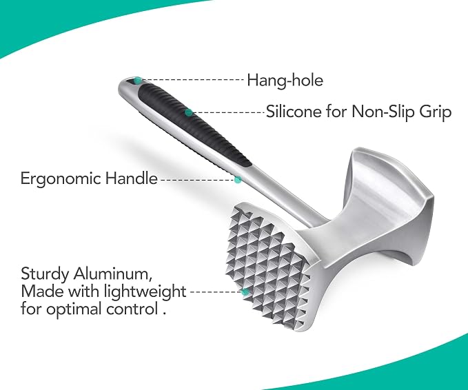 Aliglow Meat Tenderizer Hammer Tool Pounder For Tenderizing Steak Beef Poultry