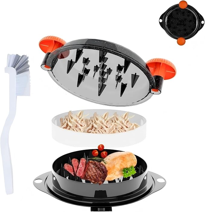 Chicken Shredder Tool Twist Large Chicken Breast Shredder Tool-Meat Shredder Meat Masher for Chicken Ground Beef Pork with Up-grated Stainless Steel Spikes Kitchen Gadgets Essentials (Orange&Black)