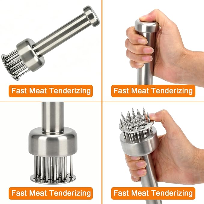 Meat Tenderizer Tool, 304 Stainless Steel Meat Tenderizer Mallet with 21 Sharp Needles Meat Hammer Press Meat Tenderizer Tool for Beef, Pork, Steak, Chicken, Dishwasher Safe