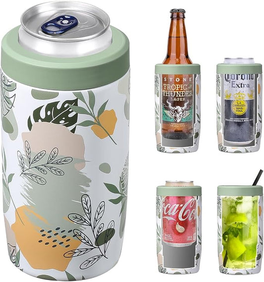 Morefeel 4-in-1 Insulated Can Cooler for 12 oz Cans & Bottles | 304 Stainless Steel Can Holder Fits 12 Oz Slim Cans, Standard Cans, Beer Bottles & Works as A Open Cup; Dishwasher Safe