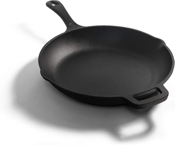 Commercial CHEF 10-Inch Cast Iron Sauté Skillet, Pre-Seasoned, CHFL10 | Integrated Hanging Hole in Handle, Works on All Cooktops Including Induction, Outdoor Skillet for Campfires or Grills