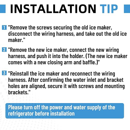 5303918493 Refrigerator Ice Maker Compatible with Frigidaire Electrolux Kenmore Crosley Replaces 241798219 1794546 AP4587866 PS3409466 EAP3409466