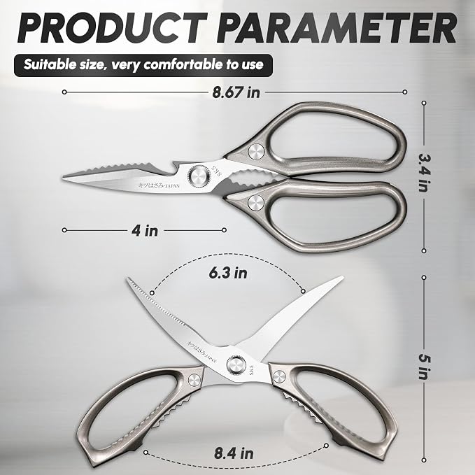 SSGP Heavy Duty Kitchen Shears Set - All Purpose Meat Scissors for Food | Sharp Japanese Stainless Steel, Dishwash Safe Detachable, Kitchen Scissors for Poultry Chicken Crab Leg Fishing, Cooking Gift