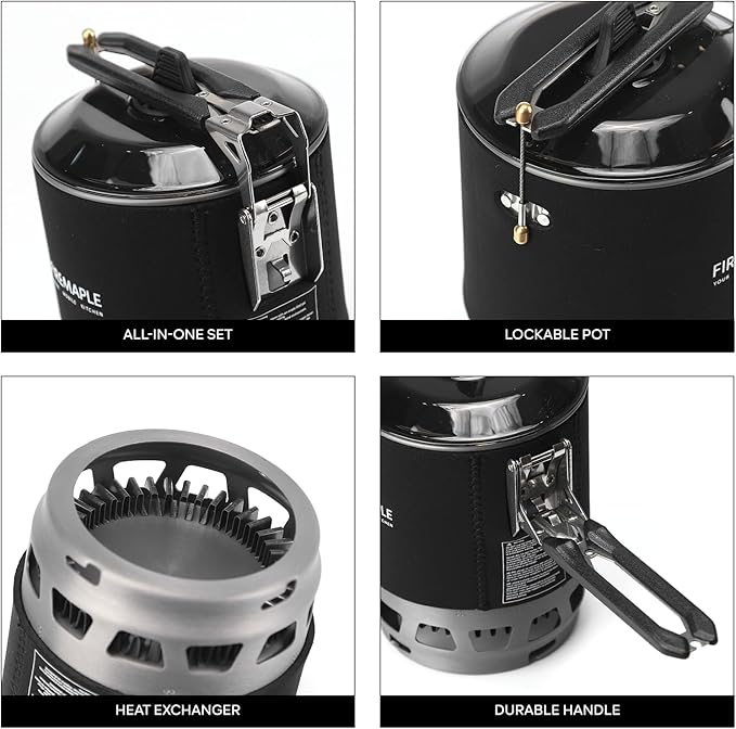 Fire-Maple Fixed Star 3 Backpacking and Camping Stove System, Black 21oz | 30% Faster Boil with HX Base, Piezo Ignition, Locking Handle, All-in-One, Portable, Compatible with Most Canisters