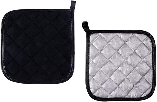 Joyhalo 5 Pack Pot Holders for Kitchen Clearance | Cotton Made, Machine Washable, Heat Resistant Potholder, Hot Pads, Trivet for Cooking and Baking, Black