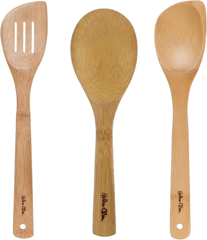 Helen’s Asian Kitchen Bamboo Cooking Utensils and Stir Fry Tools, 3-Piece Set