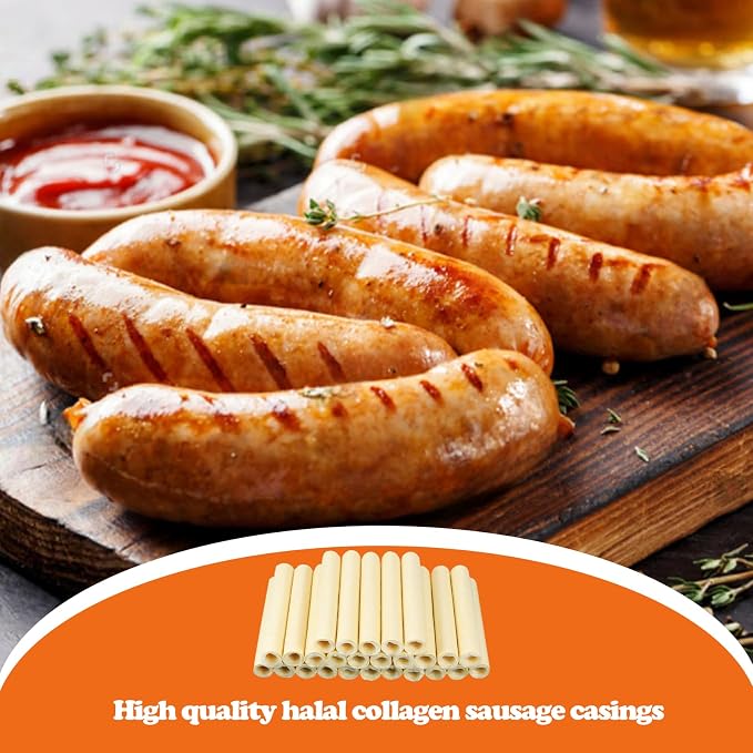 HAIKISS Edible Drying Sausage Casing, HALAL Collagen Sausage Casings for Most Delicious Sausage, Homemade Sausages Ham for Sausage Stuffer,15m/49ft, Diameter 32mm,1 Roll
