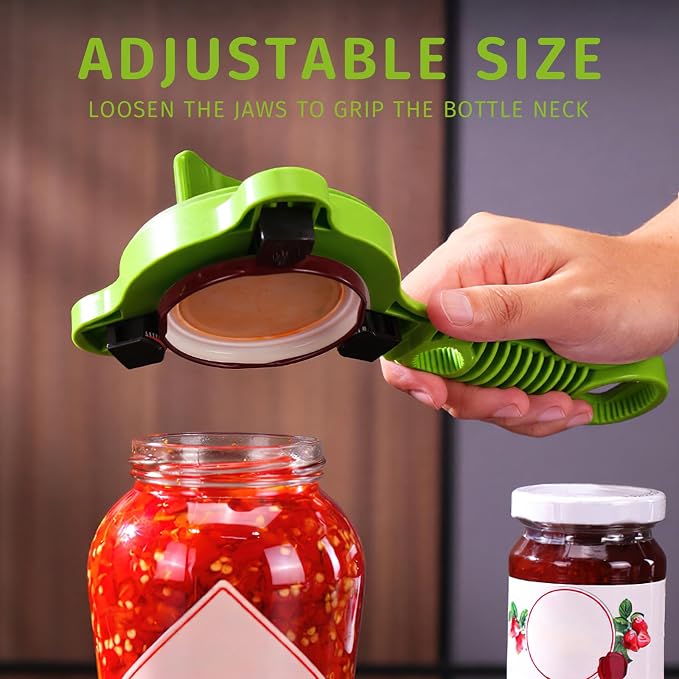 4-in-1 Jar Opener, Stainless Steel Lid Remover, Multi Functional Adjustable Stainless Lid Opener, Jar Openers for Seniors & Arthritis Sufferers & Weak Hands, for Kitchen Jars Bottles Cans