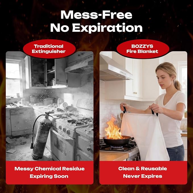 Fire Blanket | Not Prickly Prepared Fire Suppression | 60"x60" Fire Blankets Emergency for Home and Kitchen