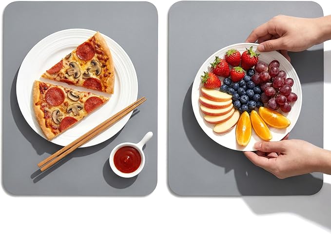 2pcs Silicone Mat for Crafts, 9.45 X 7.87 In Silicone Mat for Kitchen Counter, Heat Resistant Non-Slip Counter top Protector, Placemat, Baking (Dark Gray)
